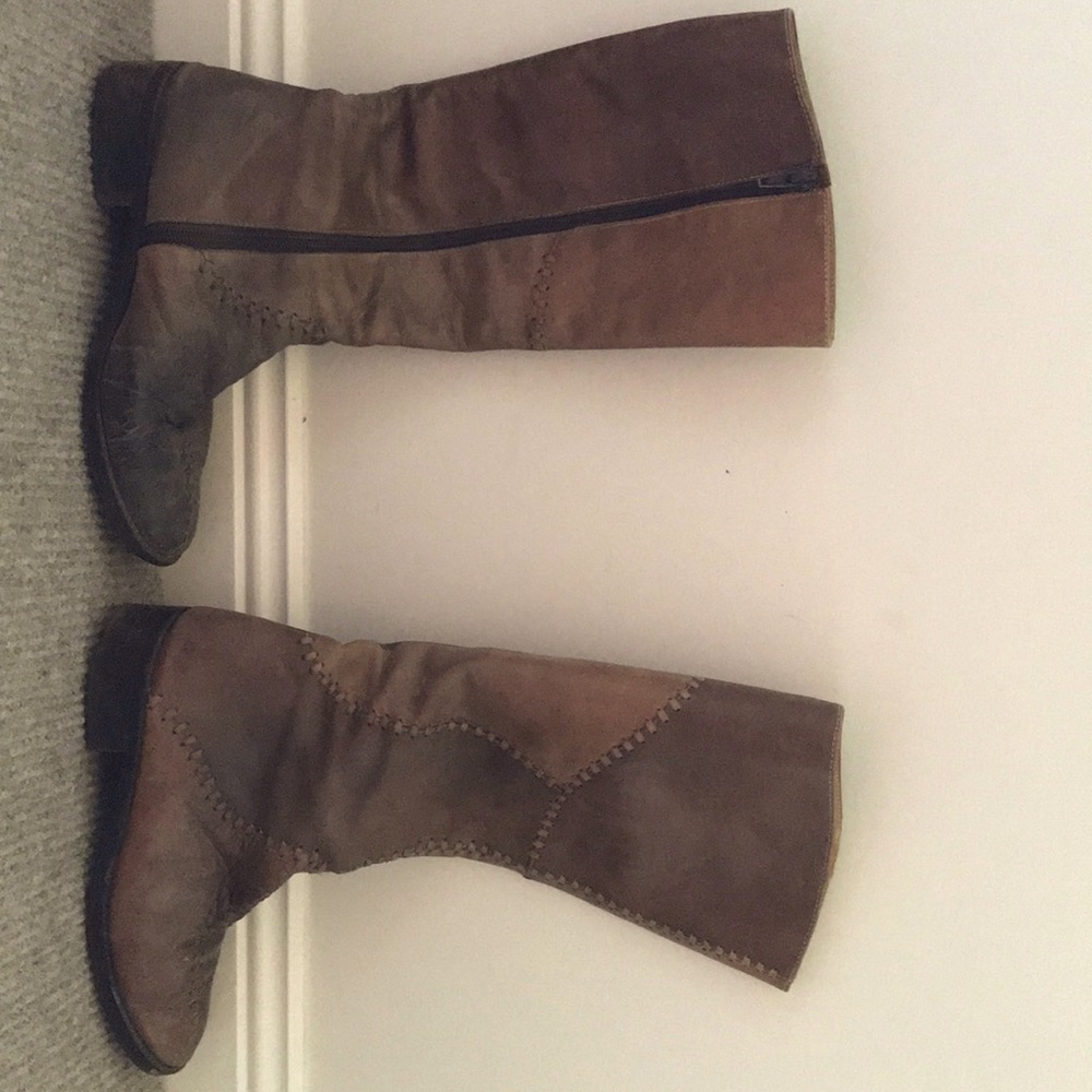 Brown leather boots